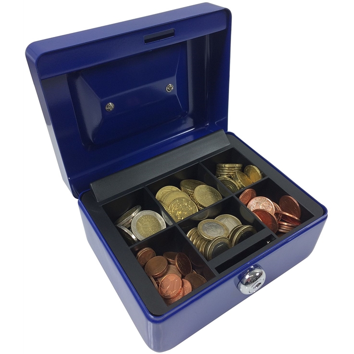 Image de ACROPAQ AG152B - Premium Petit coffret caisse à monnaie 152x123x80mm Bleu
