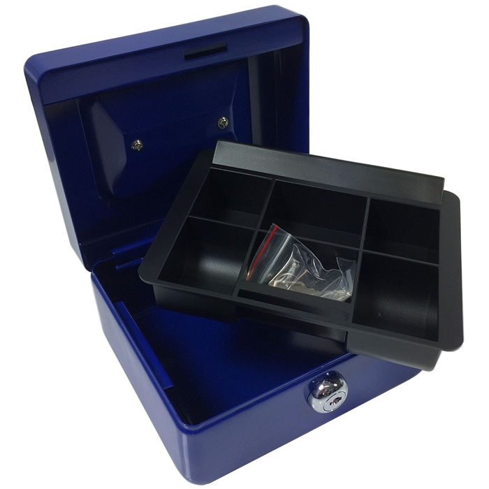 Image de ACROPAQ AG152B - Premium Petit coffret caisse à monnaie 152x123x80mm Bleu