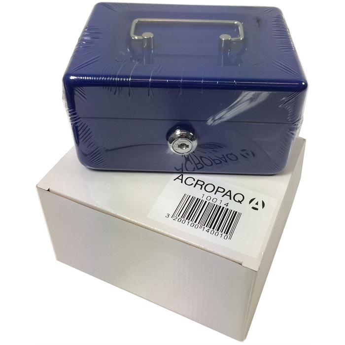 Afbeelding van ACROPAQ AG152B - Premium Kleine metalen Geldkist 152x123x80mm Blauw