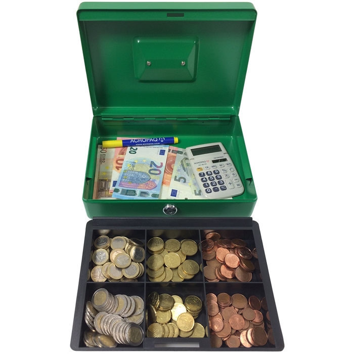 Image de ACROPAQ AG250V caisse à monnaie en métal vert