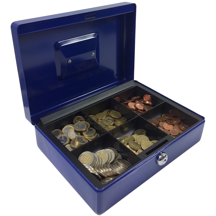 Image de ACROPAQ AG250B - Premium Coffret caisse à monnaie 250x185x80mm Bleu