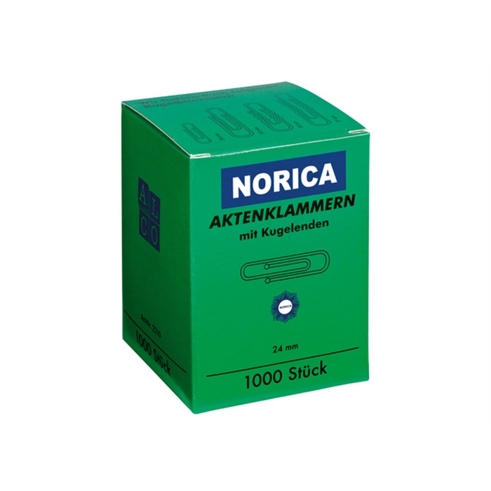 Afbeelding van paperclips Norica 24mm verzinkt met kogeleind doos a 1000   stuks