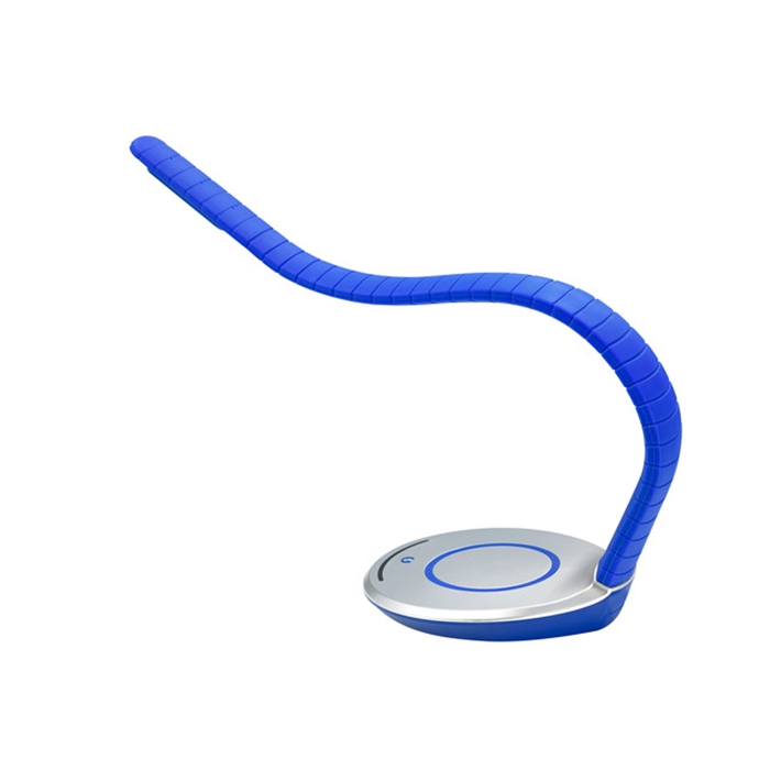 Afbeelding van bureaulamp LED Alco blauw met flexibele arm en USB poort