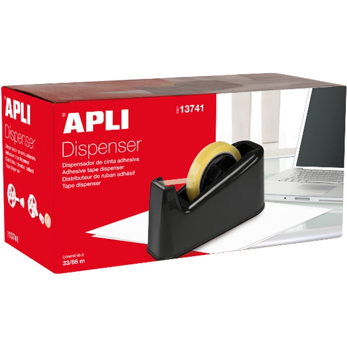 Image de APLI 13741 - Distributeur de ruban adhésif pour rouleau Agipa de 33-66 m, Noir