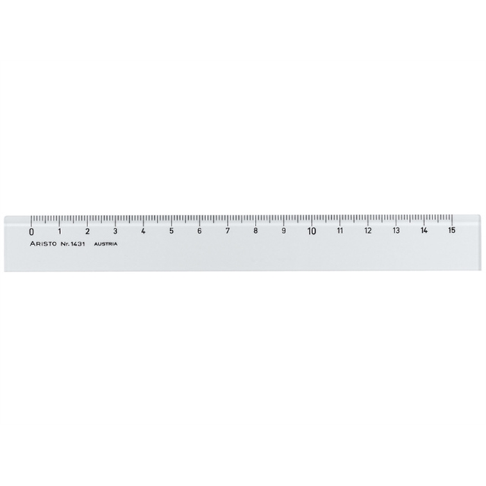 Afbeelding van ARISTO AR-1431 - Liniaal, 15 cm, mm-schaalverdeling, schuine kant, Plexiglas®, Transparant