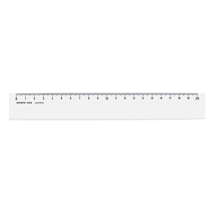 Afbeelding van ARISTO AR-1432 - Liniaal, 20 cm, mm-schaalverdeling, schuine kant, Plexiglas®, Transparant