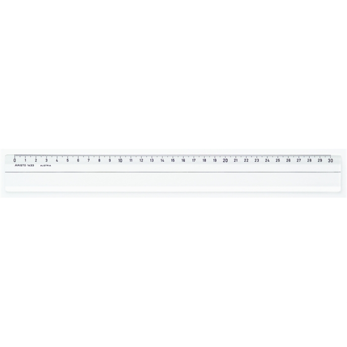 Afbeelding van ARISTO AR-1433 - Liniaal, 30 cm, mm-schaalverdeling, schuine kant, Plexiglas®, Transparant