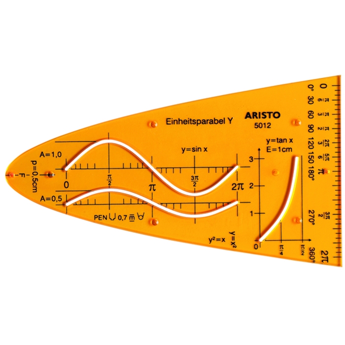 Afbeelding van ARISTO AR-5012 - Standaard parabool Y, sjabloon, 200x75 mm, Oranje/transparant
