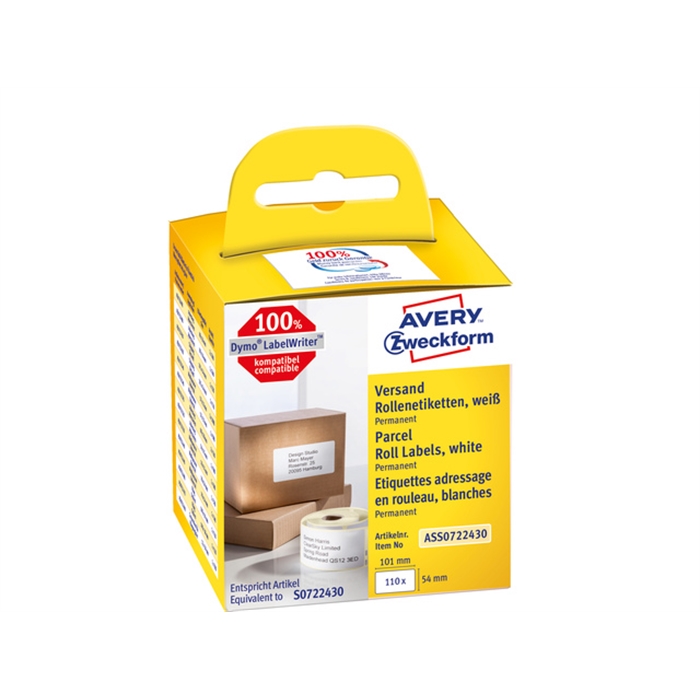 Picture of AVERY AV-ASS0722430 - Shipping label 101x54 mm, White, permanent, 1x110 labels