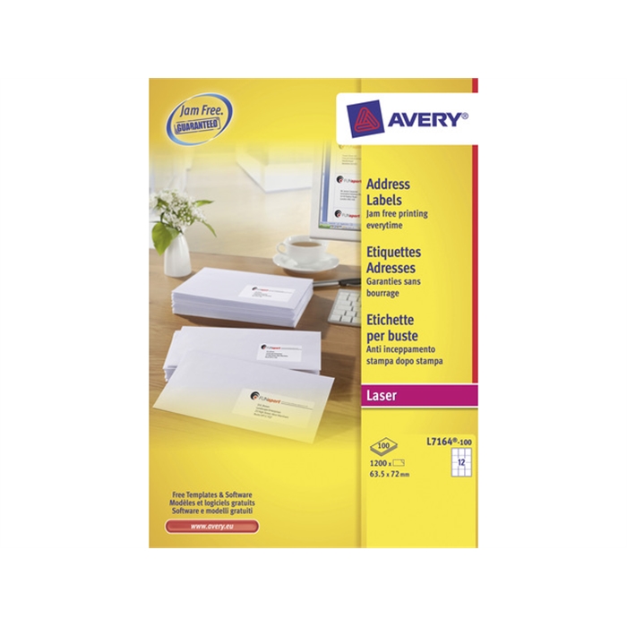 Image de AVERY AV-L7164-100 - Étiquette d'adresse facile à enlever 99,1x38,1 mm, Blanc, 40 feuilles, 14 étiquettes par feuille