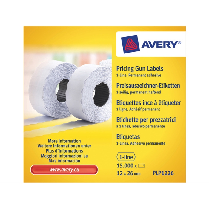 Image de AVERY AV-PLP1226 - Étiquettes pour étiqueteuse permanent 26x12 mm, Blanc, 10 rouleaux