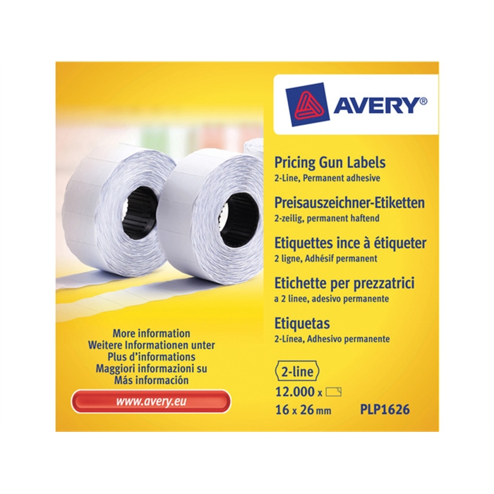 Image de AVERY AV-PLP1626 - Étiquettes pour étiqueteuse permanent 26x16 mm, Blanc, 10 rouleaux