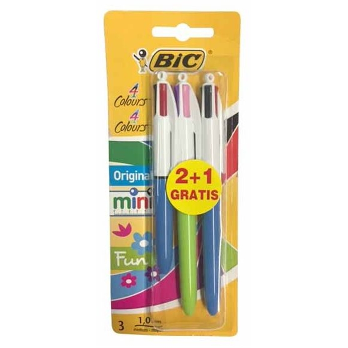 Afbeelding van BIC 4-Kleuren Balpen 2 + 1 Mini Gratis