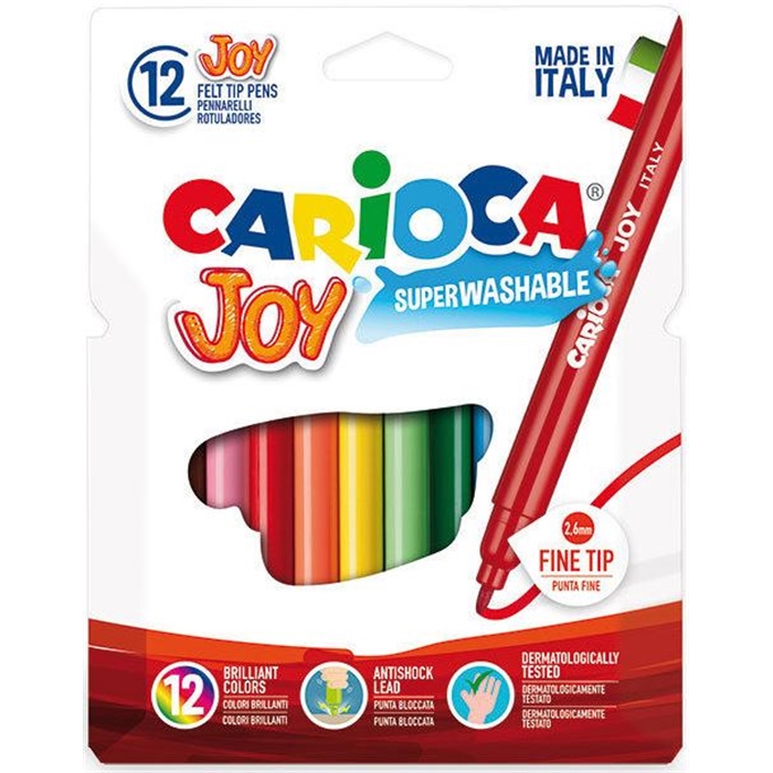 Afbeelding van Carioca Joy 40531 - Fijne viltstiften afwasbaar 12 stuks Assortiment kleuren