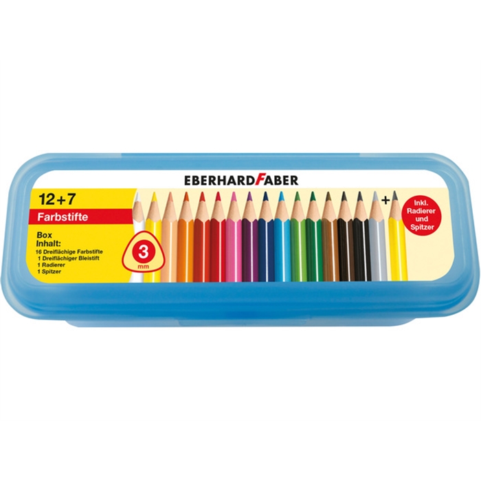 Image de Crayon de couleur Eberhard Faber étui 16 pièces avec        crayon, taille-crayon et gomme