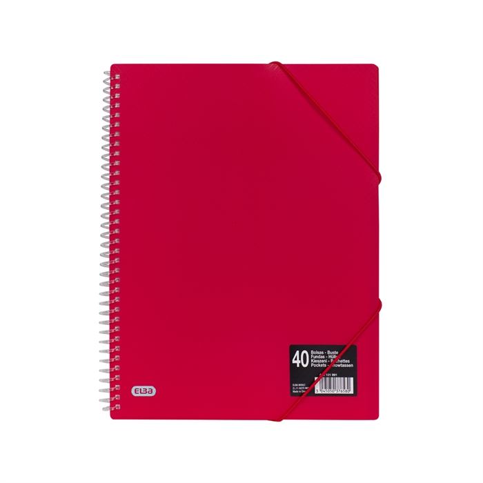 Image de ELBA Urban album à pochettes avec spiralé 40 pochettes A4 et élastique opaque rouge