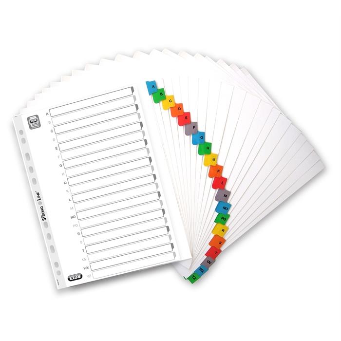 Image de ELBA intercalaires carton blanc avec onglets couleurs A4 XL 20 onglets A-Z 11 trous blanc