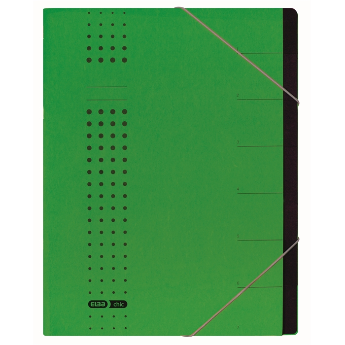 Afbeelding van ELBA Chic sorteermap A4 7 tabs onbedrukt karton groen