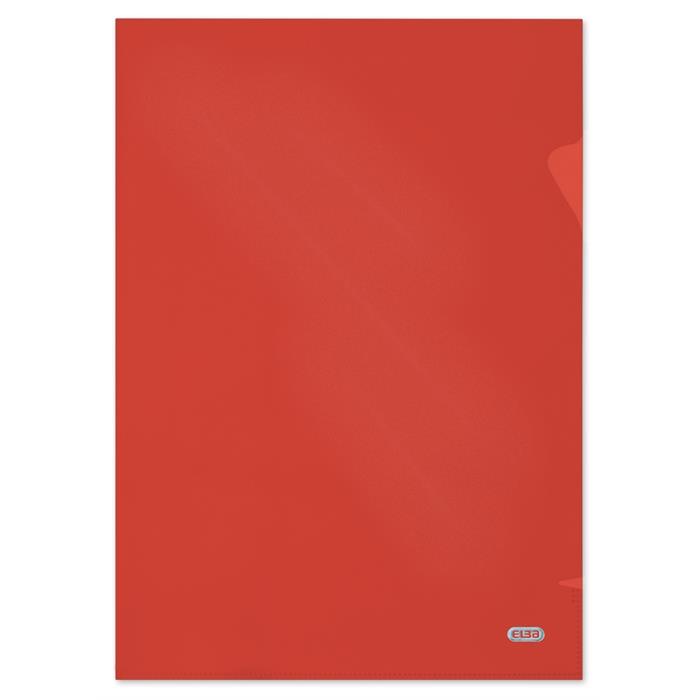 Afbeelding van ELBA Shine insteekmap L-model A4 PP 120µ glashelder kunststof rood pak 10
