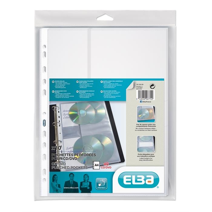 Afbeelding van ELBA showtas voor CD/DVD en Blu-ray A4 9 gaats PP 110µ glashelder kleurloos pak 10