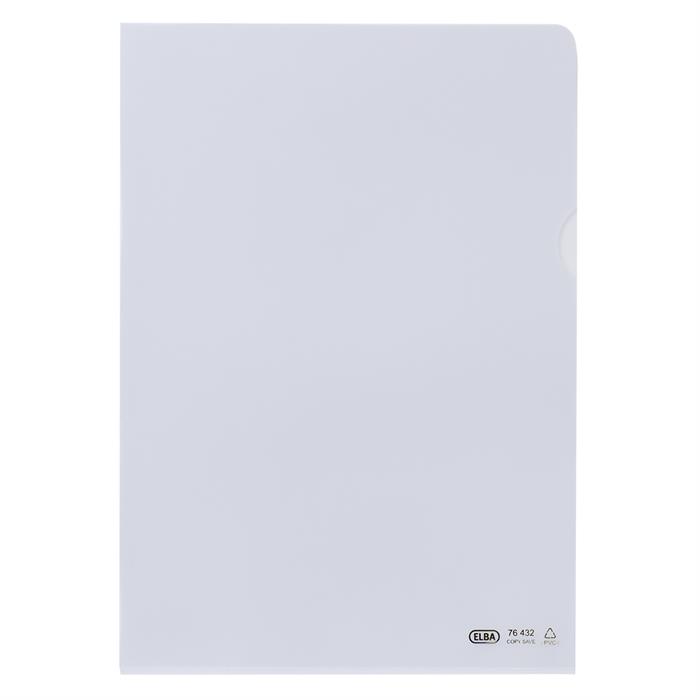 Afbeelding van ELBA insteekmap L-model A4 PVC 140µ glashelder kunststof wit doos 100