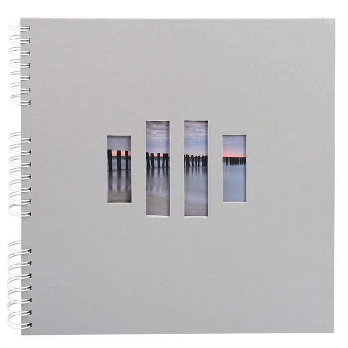 Image de Album photos à spirales Zen 60 pages blanches - 32x32 cm-Gris perle
