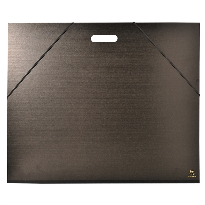 Afbeelding van Tekenmap kraft zwarte lak met elastieken en handvat 59x72cm - voor formaat 50x65cm-Zwart