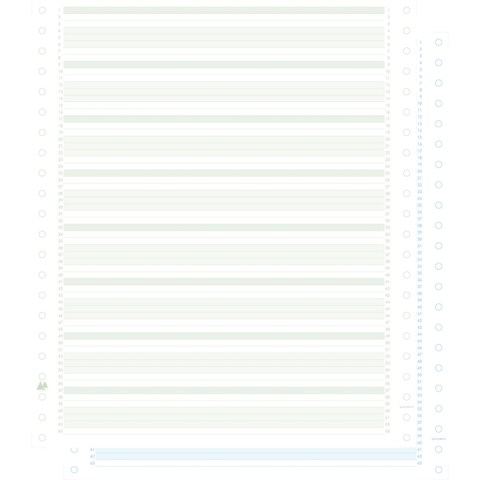 Afbeelding van "1000 listingbladen zelfkopiërend in zones verdeeld /blauw 240x11" 2laags Niet afscheurbare Caroll banden "-Groen