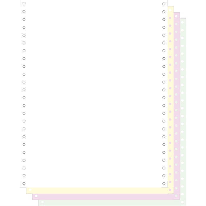 Afbeelding van "500 vellen zelfkopiërend listingpapier wit/geel/roze/groen 240x12" 4 afscheurbare Carollbanden "-Wit