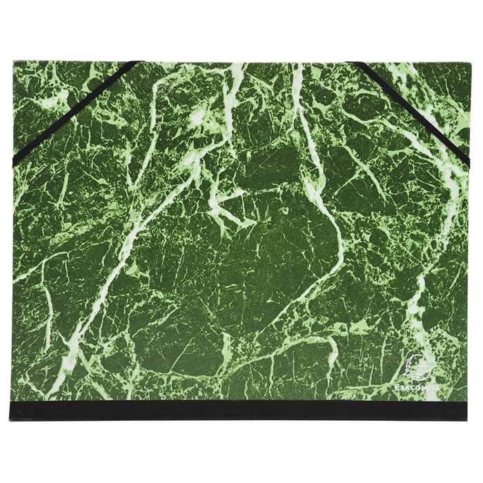 Afbeelding van Tekenmap met elastieken in gemarmerd gelakt papier 28x38cm - voor formaat B4-Groen