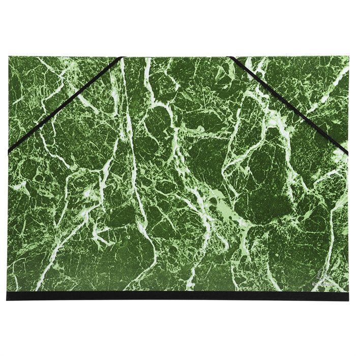 Afbeelding van Tekenmap met elastieken in gemarmerd gelakt papier 32x45cm - voor formaat A3-Groen