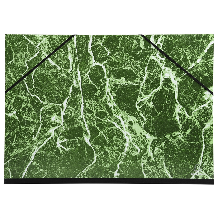 Image de Carton à dessin papier marbré verni avec élastiques 37x52 cm - Pour format 1/2 raisin-Vert