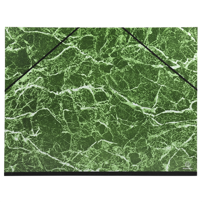 Afbeelding van Tekenmap met elastieken in gemarmerd gelakt papier 52x67cm - voor formaat 50x65cm-Groen