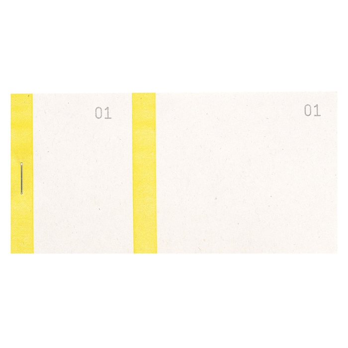 Afbeelding van Nummerboekje 6,6x13,5cm dubbele nummering - Gekleurde band- 100 blad-Geel