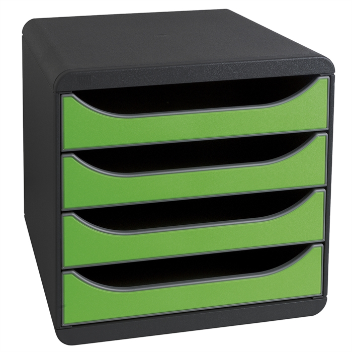 Image de Bloc à tiroirs A4+ BIG-BOX Classic 4 tiroirs Noir Vert