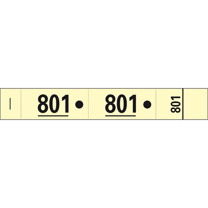Image de 1 x carnet de 50 tickets vestiaires numérotés de 3 volets (dont 2 volets avec trous) - Format 20x3 cm - Jaune