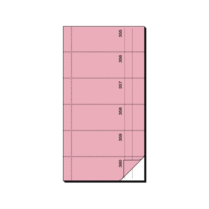 Afbeelding van bonboekje Sigel zelfdoorschrijvend 10,5x20cm 360 nrs roze
