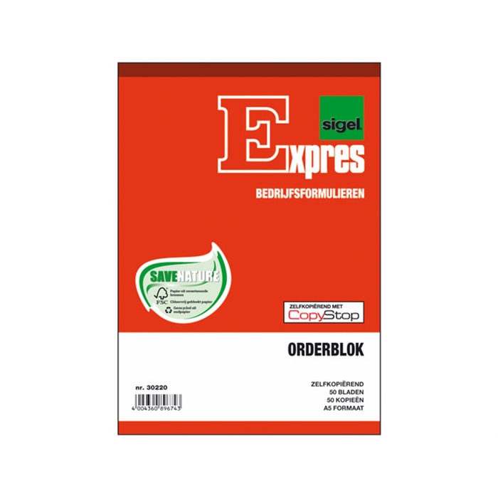 Afbeelding van orderblok Sigel Expres A5 zelfkopierend 2x50 blad