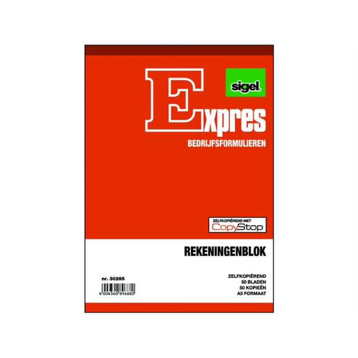 Afbeelding van rekeningblok Sigel Expres zelfkopierend A5 2x50 blad