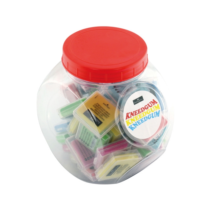 Afbeelding van Plastic toonbankpot met kneed gum 72st. assorti