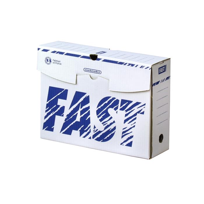 Image de FAST boîtes archives 25x33X10cm carton blanc/bleu lot 1200