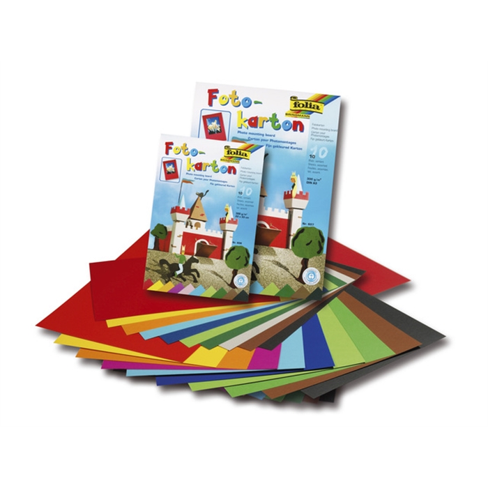 Afbeelding van fotokartonblok Folia 22x33cm, 10 vel, assorti kleuren
