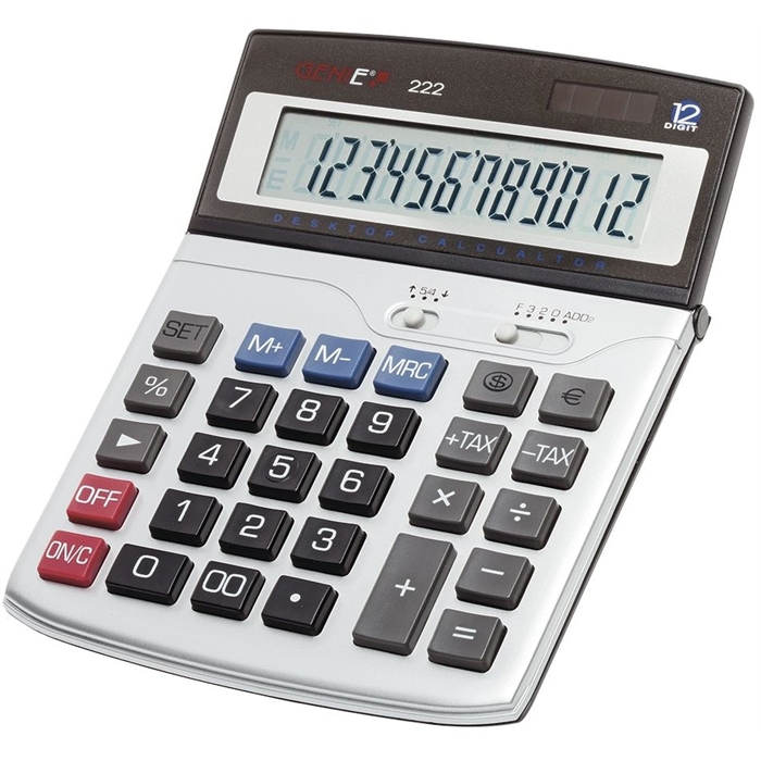 Image de GENIE 222 - Calculatrice de bureau à 12 chiffres Double alimentation TAX Euro