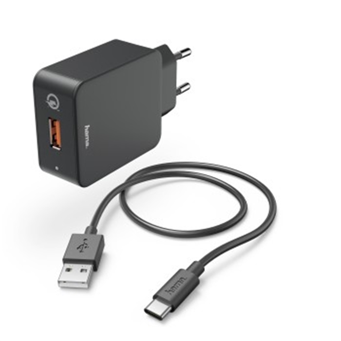 Image de Kit charge secteur, USB Type-C, QC 3.0, 3 A, noir