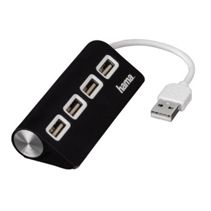 Image de Hub 1:4 USB 2.0, alimenté par bus, noir / Hub compact