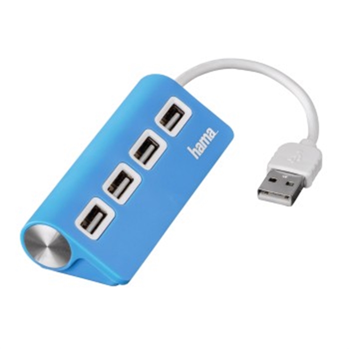 Image de Hub 1:4 USB 2.0, alimenté par bus, bleu / Hub compact