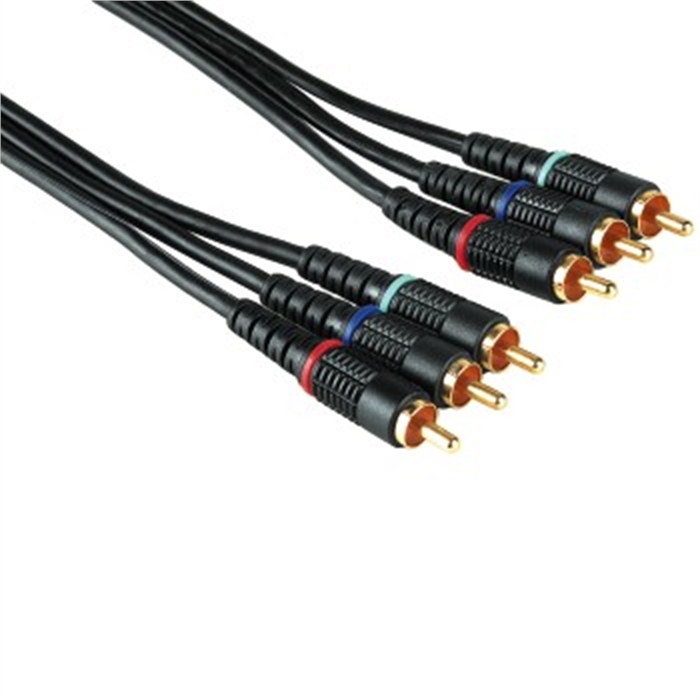 Image de Câble vidéo YUV, 3 RCA mâles - 3 RCA mâles, Plaqué or, Noir, 2,00m / Câbles RCA