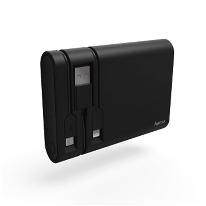 Afbeelding van Powerbank 10400 mAh met micro-USB, lightning, USB-A, zwart ,