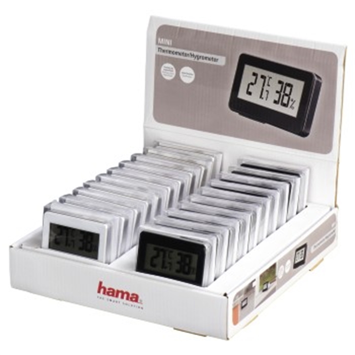 Afbeelding van Mini thermo-/hygrometer display zwart/wit 20 st , / Thermometer