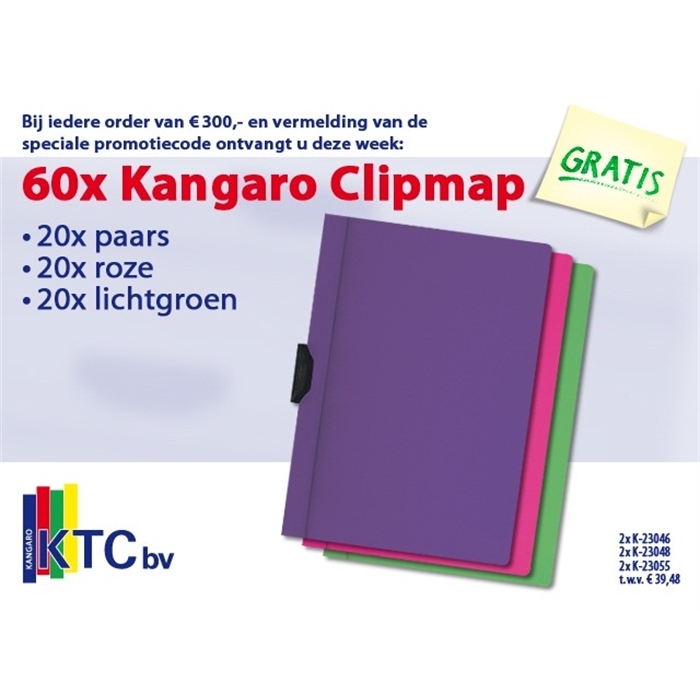 Afbeelding van clipmap Kangaro A4 PVC 3mm pak á 10 stuks paars